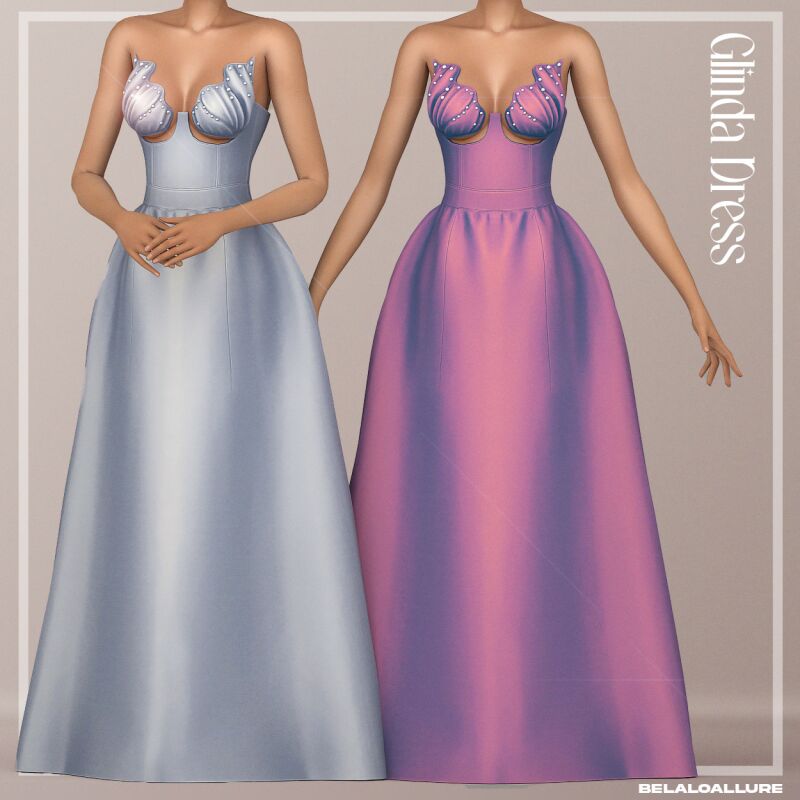 Glinda and Elphaba Costumes 3 sims 4 cc glinda and elphaba dresses by belaloallure 3