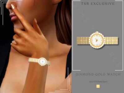 Elegant Gold Diamond Watch Sims 4 CC