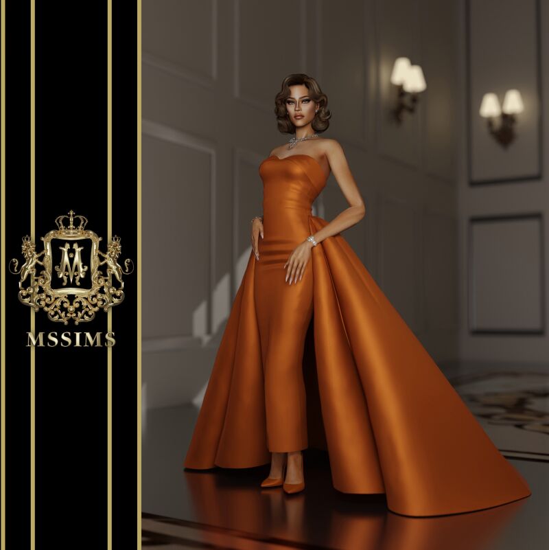 Golden Star Gown By Mssims 3 sims 4 cc golden star gown by mssims 2