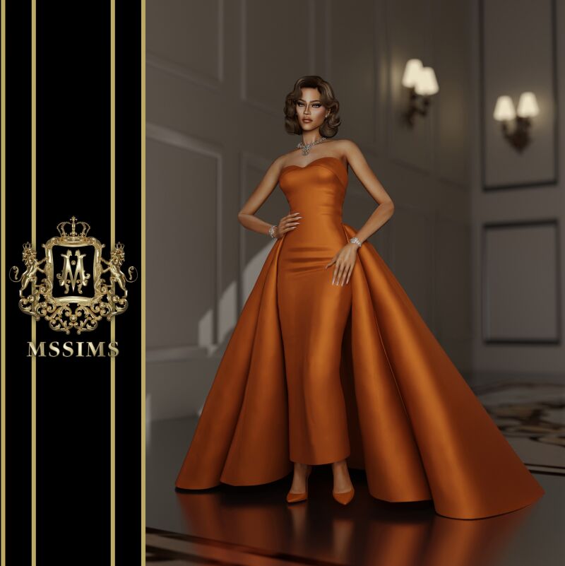 Golden Star Gown By Mssims 2 sims 4 cc golden star gown by mssims 4