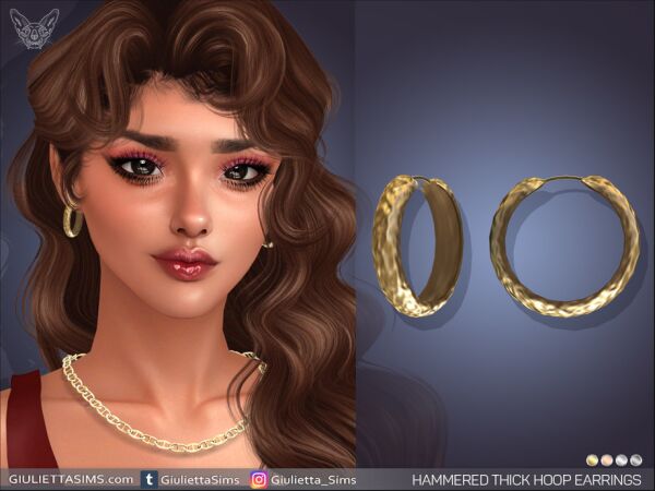 Hammered Thick Hoop Earrings 1 Hammered Thick Hoop Earrings Sims 4 CC