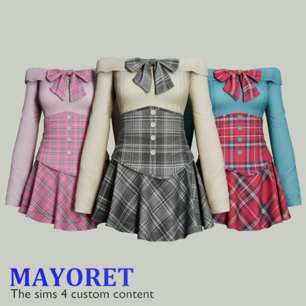 Elegant Haruka Dress by Mayoret 1 Elegant Haruka Dress by Mayoret Sims 4 CC