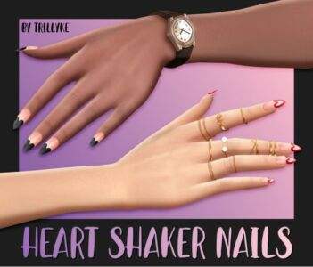 Heart Shaker Nails by Trillyke Sims 4 CC