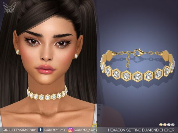 Stylish Hexagon Diamond Choker 1 Stylish Hexagon Diamond Choker Sims 4 CC