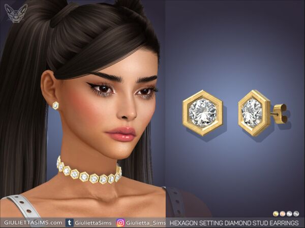 Stunning Hexagon Diamond Stud Earrings 1 Stunning Hexagon Diamond Stud Earrings Sims 4 CC