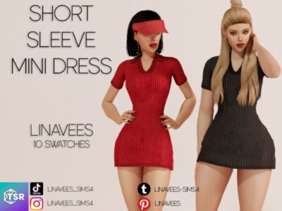 Hope – Short Sleeve Mini Dress by Linavees Sims 4 CC