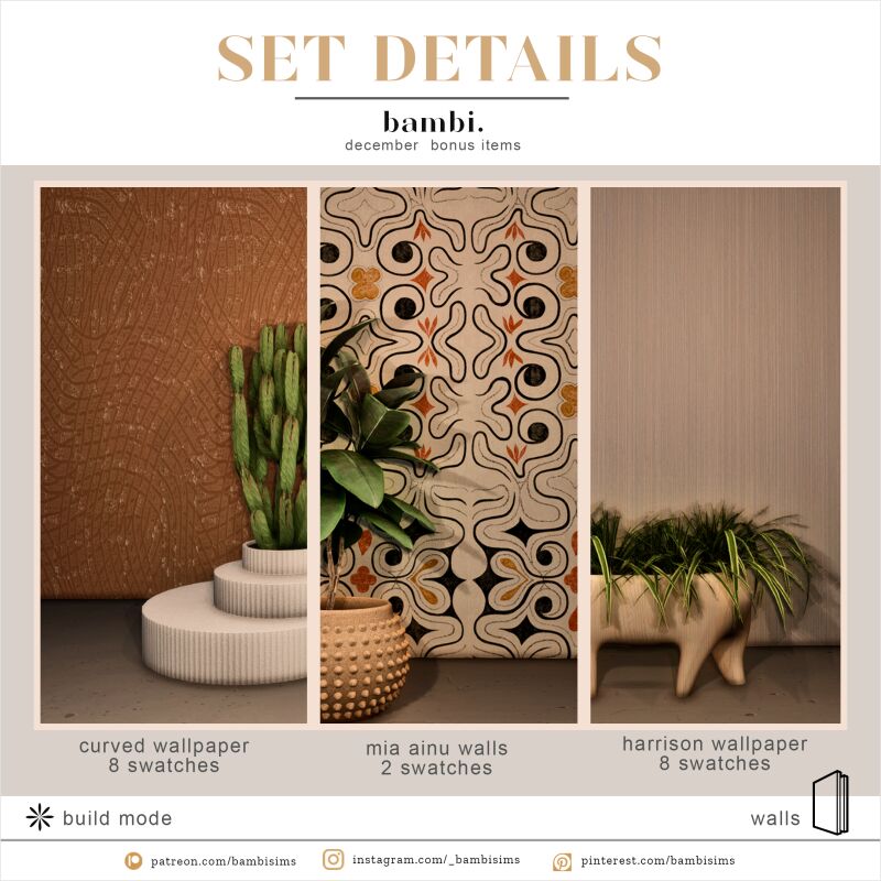 Stunning HQ Wall Collection by Bambisims 2 sims 4 cc hq wall collection by bambisims 2