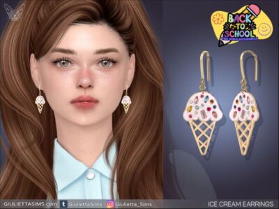 Sweet Ice Cream Earrings for Sims Sims 4 CC
