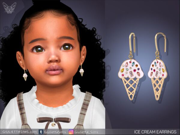 Cute Ice Cream Earrings for Toddlers 1 Cute Ice Cream Earrings for Toddlers Sims 4 CC