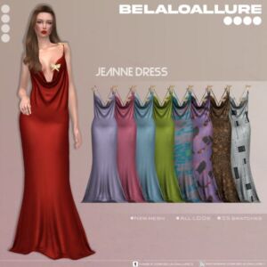 Elegant Jeanne Dress by Belaloallure Sims 4 CC