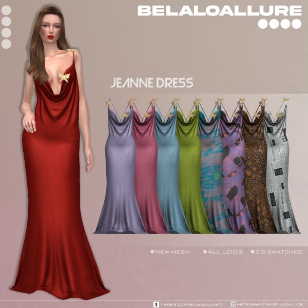 Elegant Jeanne Dress by Belaloallure 1 Elegant Jeanne Dress by Belaloallure Sims 4 CC