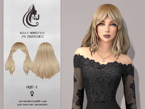 Kelly - Long Wavy Hairstyle 1 Kelly – Long Wavy Hairstyle Sims 4 CC