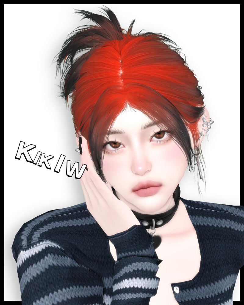 Trendy Hair Updo by Kikiw Studio 3 sims 4 cc kikiw studio 【hair 20241021】 2
