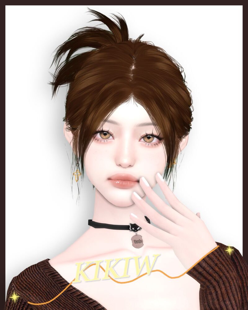 Trendy Hair Updo by Kikiw Studio 2 sims 4 cc kikiw studio 【hair 20241021】 3