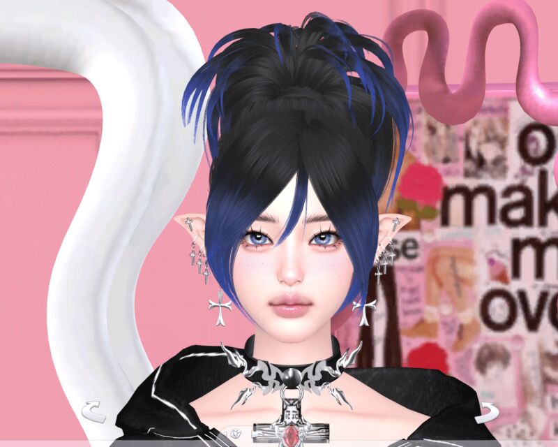 Stylish Updo Hair from Kikiw Studio 3 sims 4 cc kikiw studio 【hair 20241113】 3
