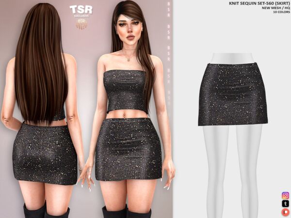 Gorgeous Knit Sequin Skirt by Busra-Tr Sims 4 CC