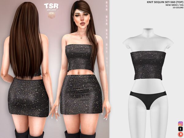 Knit Sequin Top by Busra-Tr Sims 4 CC