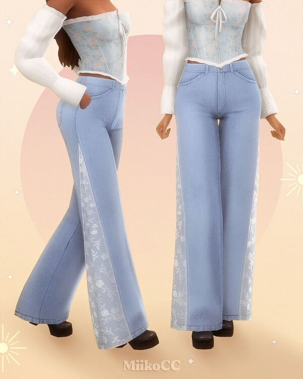 Lace & Laceless Jeans by Miikocc Sims 4 CC