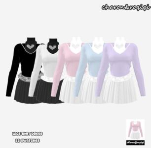 Lace Knit Dress by Charon & Roqiqi Sims 4 CC