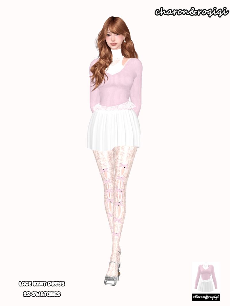 Lace Knit Dress by Charon & Roqiqi 2 sims 4 cc lace knit dress by charonroqiqi 2