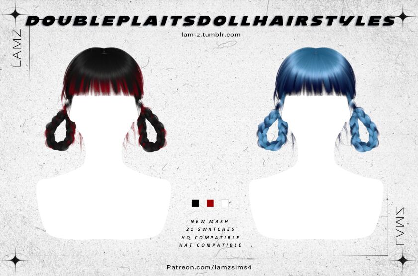 sims 4 cc lamzdoubleplaitsdollhairstyles001f hair 21 3