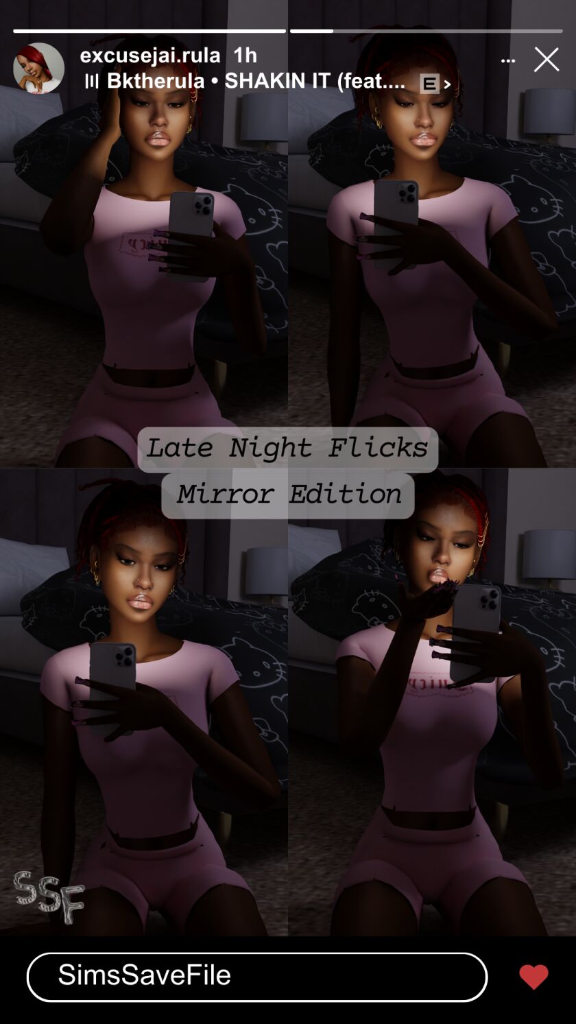 Late Night Flicks (Mirror Edition) - New Posepack! 1 Late Night Flicks (Mirror Edition) – New Posepack! Sims 4 CC