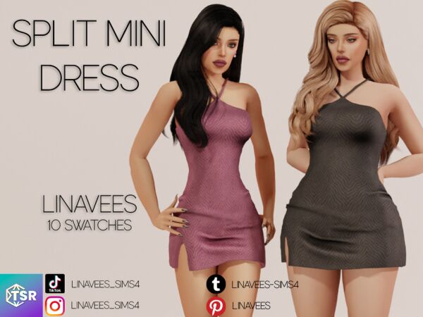 Lennon - Split Mini Dress by Linavees 1 Lennon – Split Mini Dress by Linavees Sims 4 CC