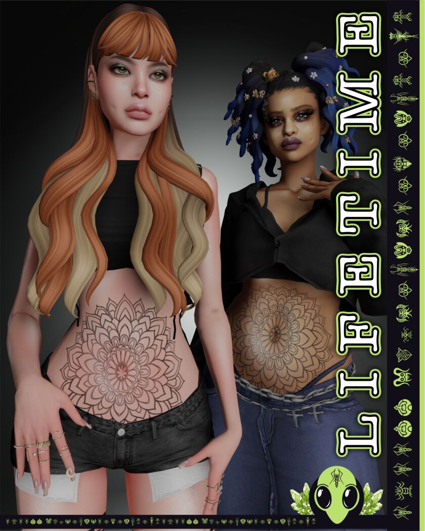 Exclusive Lifetime Tattoo for All Ages 5 sims 4 cc lifetime tattoo tsr exclusive x1 colour x5 5