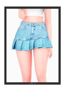 Likey Denim Pleated Skirt Sims 4 CC