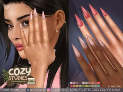 Long Stiletto Cozy Colors Nails Sims 4 CC