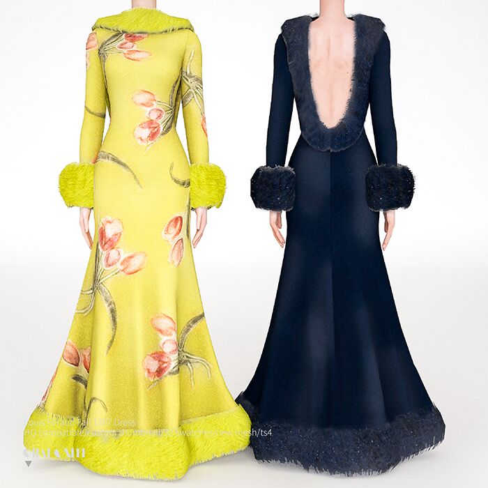 sims 4 cc louis feraud fall 1997 dress by charonlee 3