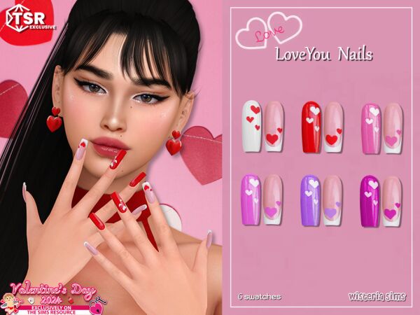 Love YOU Nails By Wisteriasims 1 Love YOU Nails By Wisteriasims Sims 4 CC