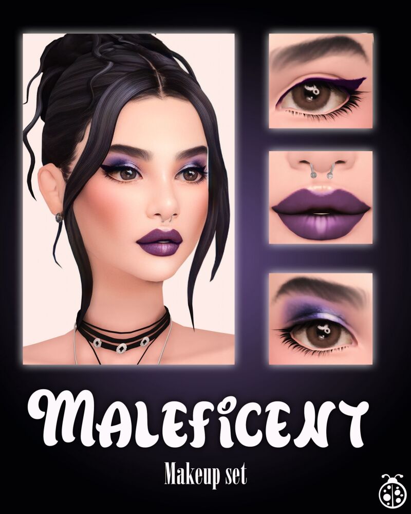 Enchanting Maleficent Makeup Set 2 sims 4 cc maleficent makeup set by ladybugtrait 2