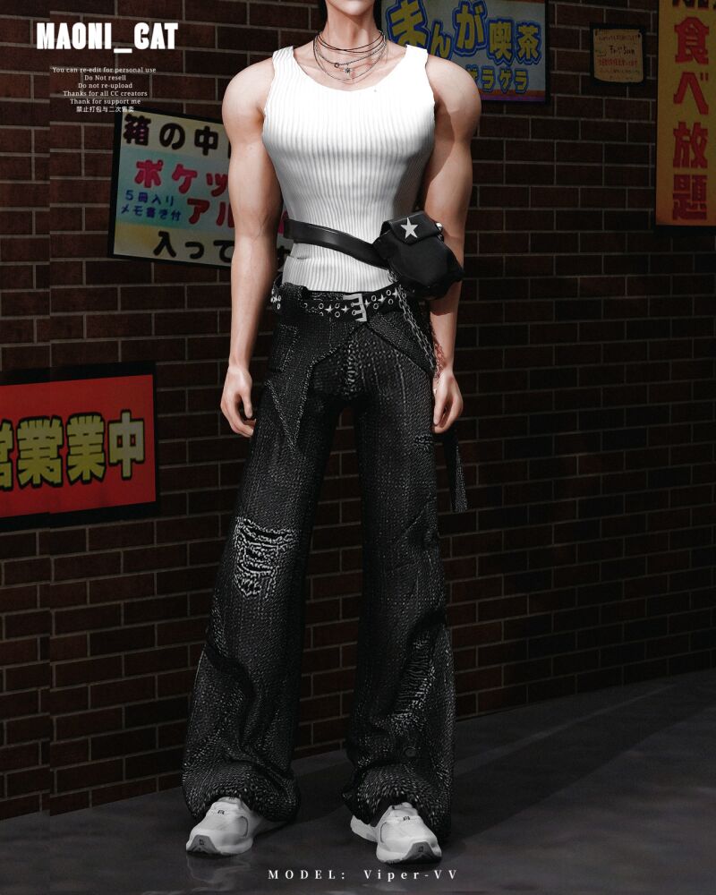 sims 4 cc maoni catstar hole jeans set 2