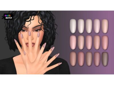 Matte Almond Nails for a Chic Look Sims 4 CC