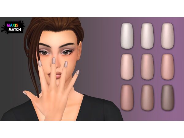Matte Short Nude Nails by Natalis 1 Matte Short Nude Nails by Natalis Sims 4 CC