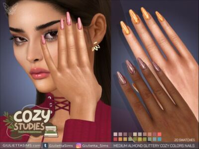 Glamorous Glittery Almond Nails Sims 4 CC