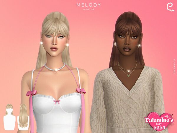 Melody Hairstyle by Enriques4 1 Melody Hairstyle by Enriques4 Sims 4 CC