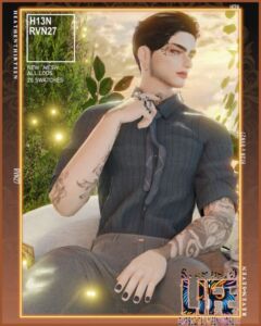 Men’s Business Rolled Up Sleeve Fitted Shirt Sims 4 CC