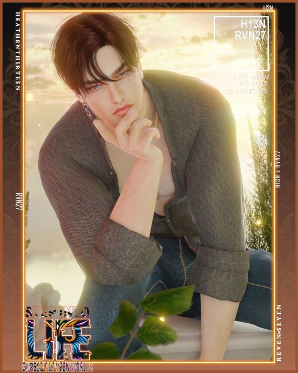 Stylish Men's Button Down Long Sleeve Shirt 1 Stylish Men’s Button Down Long Sleeve Shirt Sims 4 CC