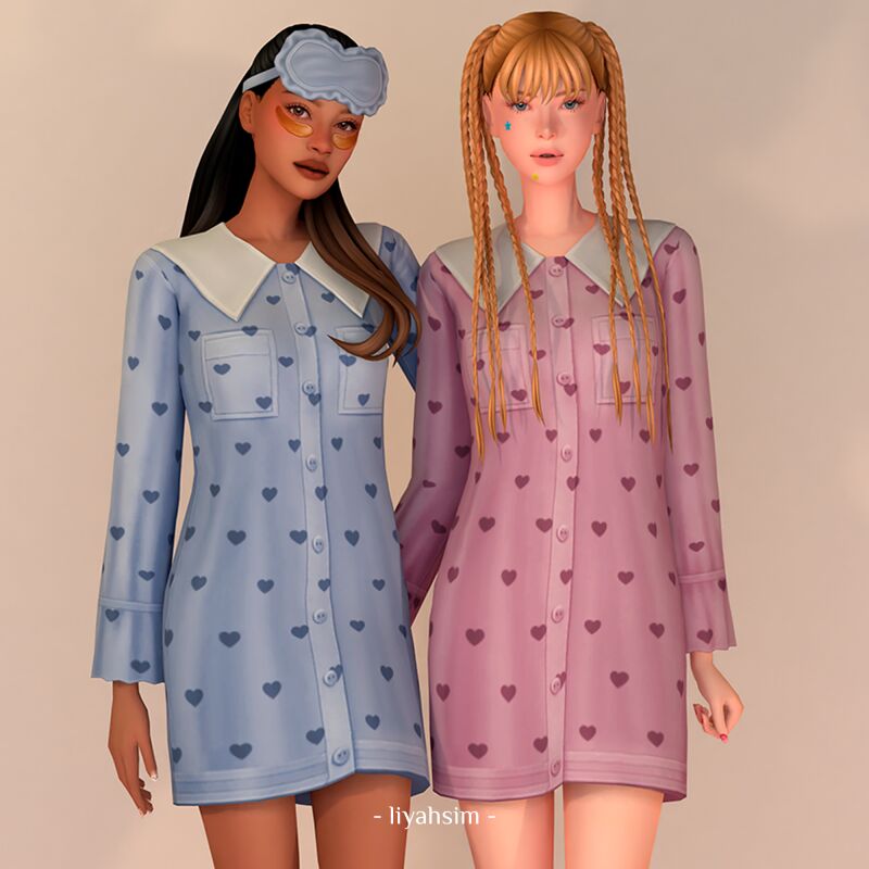 Miss Valentine Nightgown by Liyahsim 2 sims 4 cc miss valentine nightgown by liyahsim 2