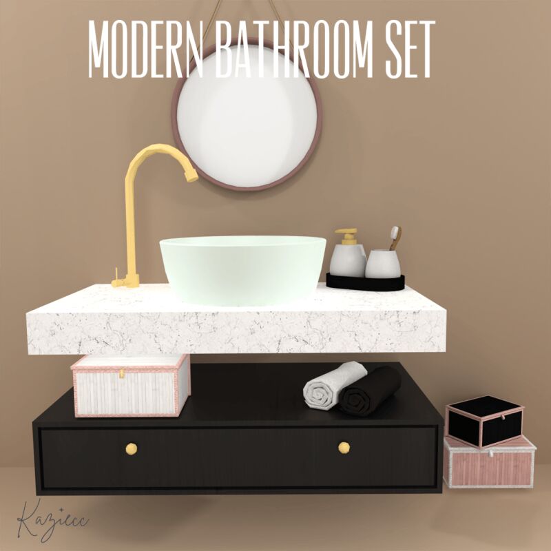 Stylish Modern Bathroom Set 7 sims 4 cc modern bathroom set by kaziecc 3