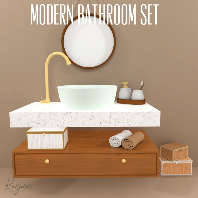 Stylish Modern Bathroom Set 2 sims 4 cc modern bathroom set by kaziecc 4