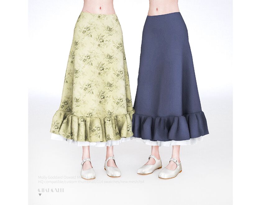 Molly Goddard Oswald Midi Skirt 1 Molly Goddard Oswald Midi Skirt Sims 4 CC