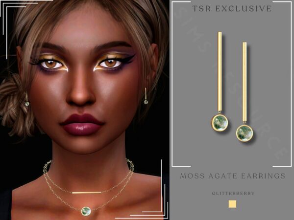 Moss Agate Earrings by Glitterberryfly 1 Moss Agate Earrings by Glitterberryfly Sims 4 CC