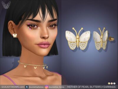 Stunning Mother Of Pearl Butterfly Earrings Sims 4 CC