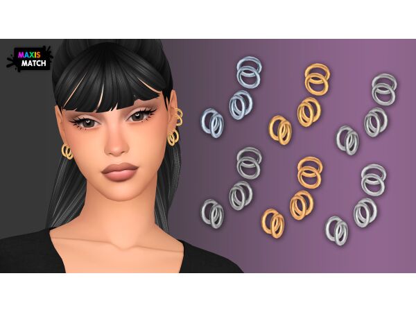 Trendy Multi Hoop Earrings for Everyone Sims 4 CC
