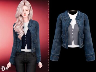Nadine – Denim Jacket With Vest Layers Sims 4 CC