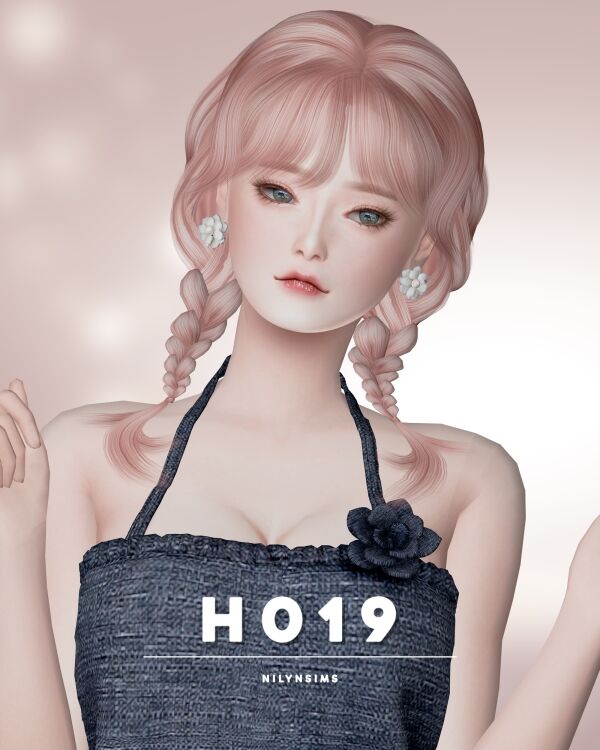 Nilyn Hair H019 1 Nilyn Hair H019 Sims 4 CC