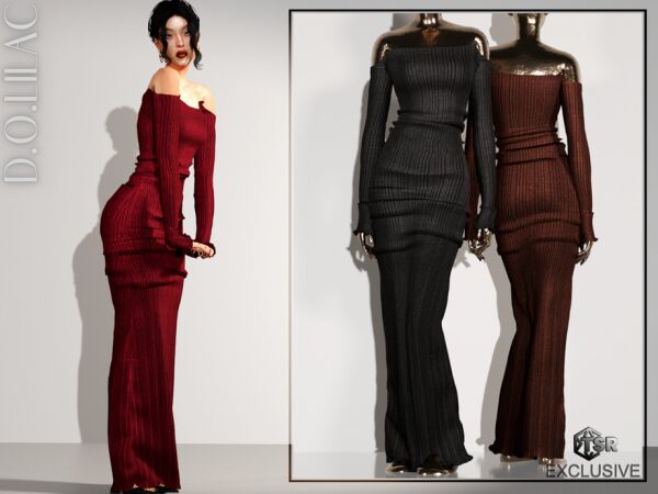 Elegant Off-Shoulder Maxi Dress for Your Sims 1 Elegant Off-Shoulder Maxi Dress for Your Sims Sims 4 CC